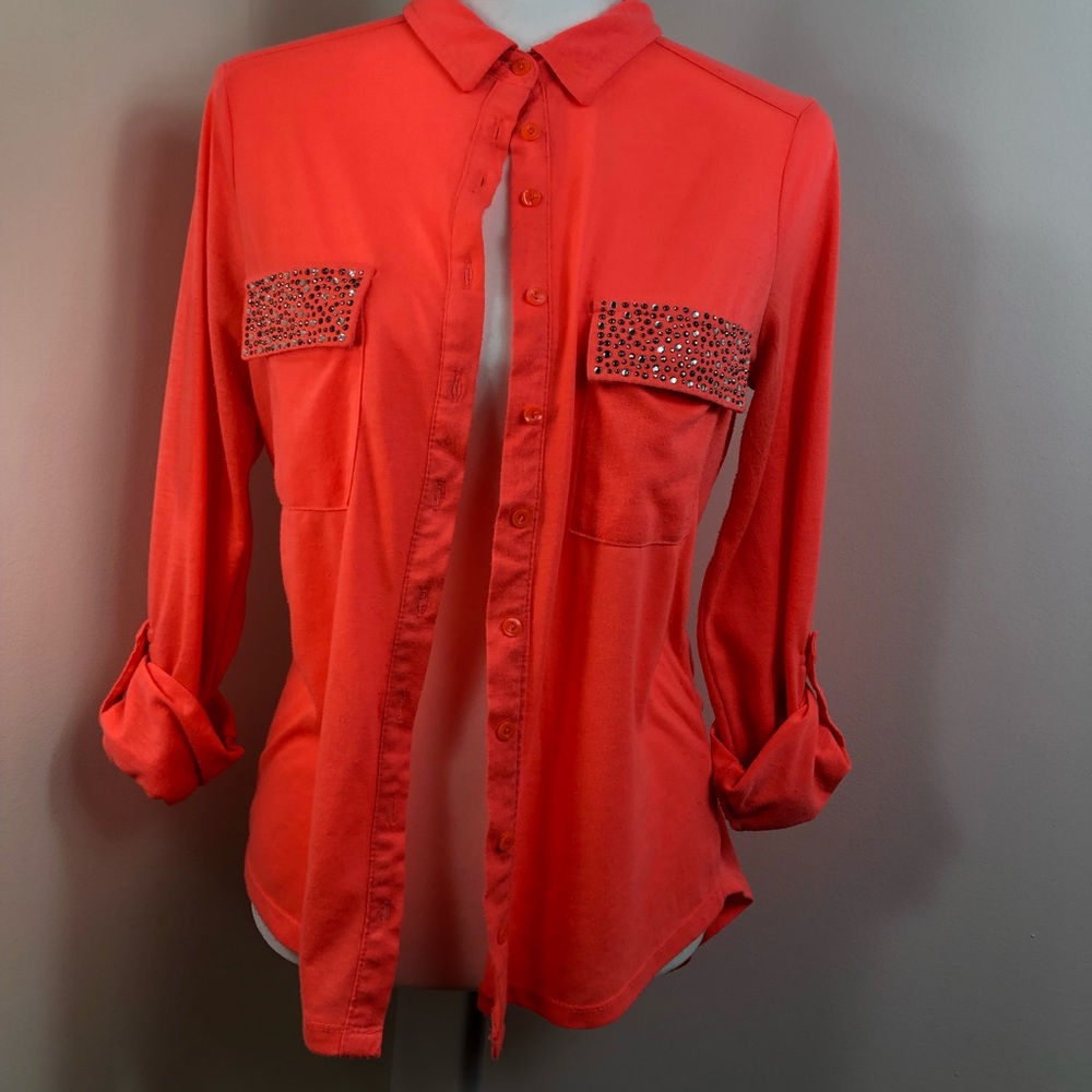 Bright Orange Bottom Down Blouse Size Small